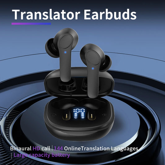Auriculares con traductor en tiempo Real, 144 idiomas, 4 modos de traducción, inalámbricos, BT, cancelación de ruido, resistente al agua IPX6